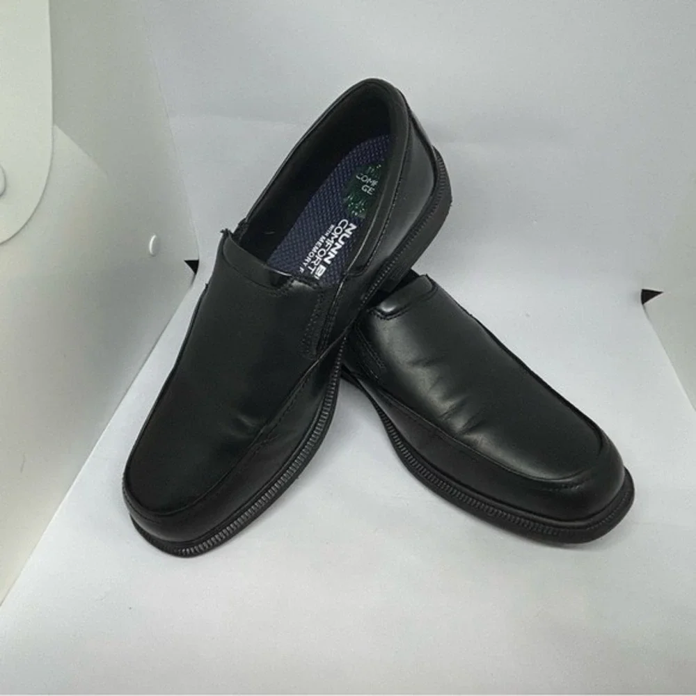 Nunn Bush Black Leather‎ Slip-On Loafers Comfort Gel Memory Foam 9M Men's